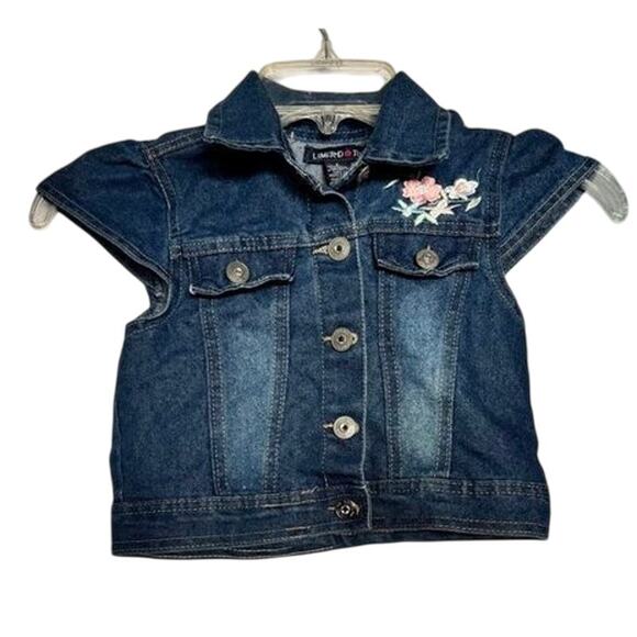 Limited Too Girls Denim Vest Jacket – Floral Embroidered Jean Vest - Picture 1 of 12